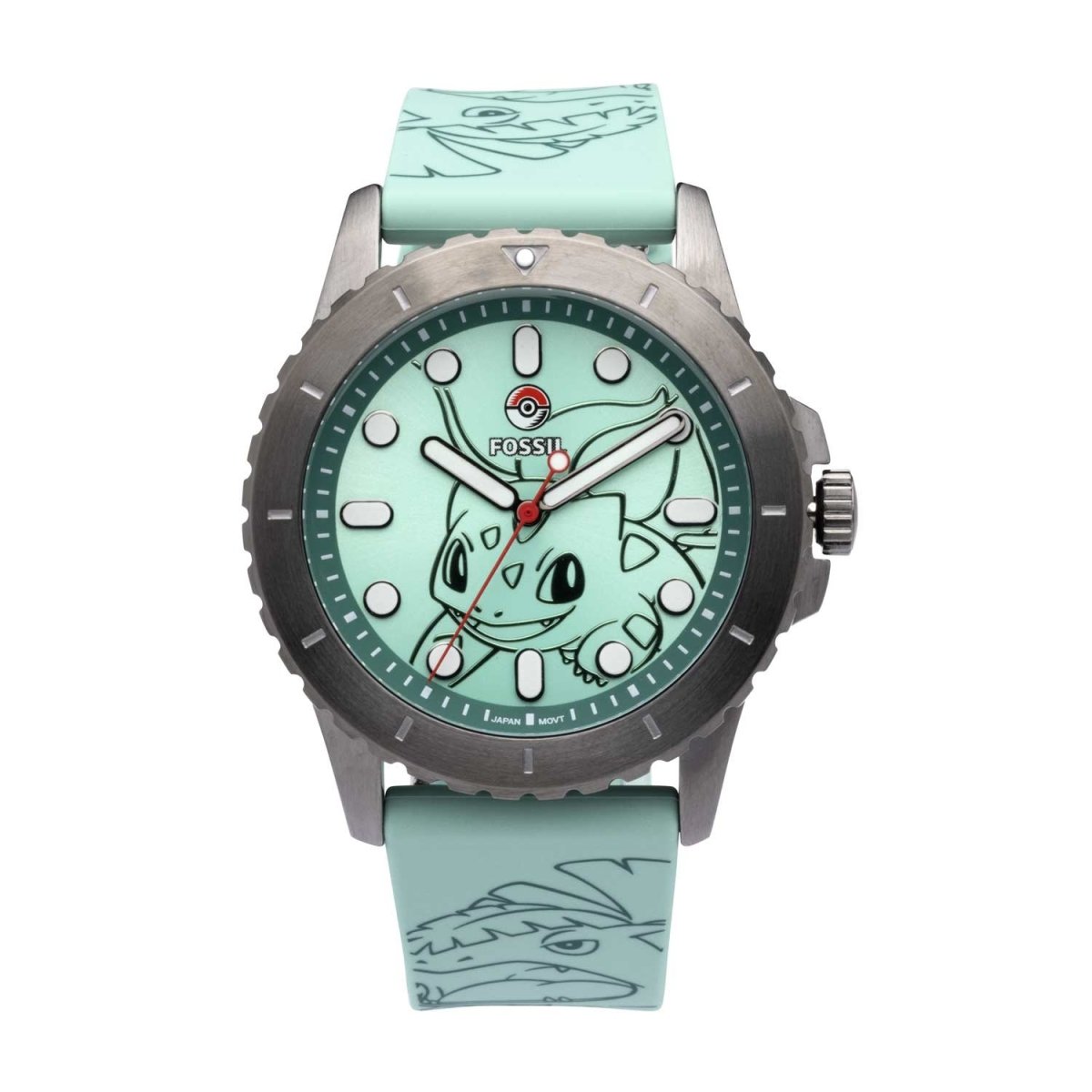 Pokémon Center × Fossil: Bulbasaur Green Watch (One Size-Adult)